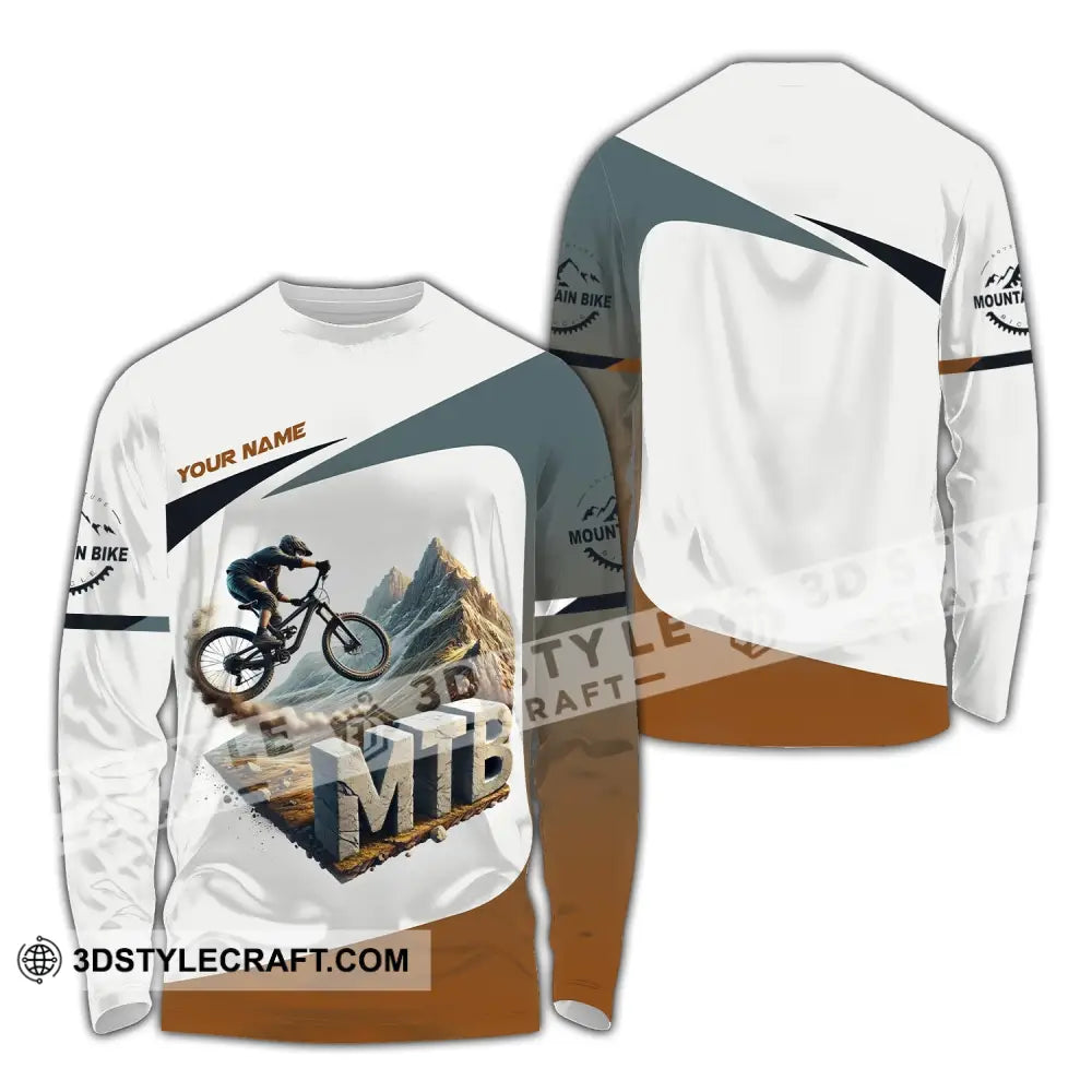 Man Shirt Custom Name Mountain Bike Lover T-Shirt Long Sleeve / S T-Shirt