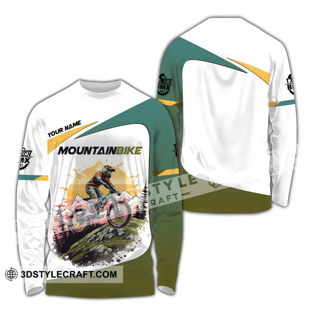 Man Shirt Custom Name Mountain Bike Lover T-Shirt Long Sleeve / S T-Shirt