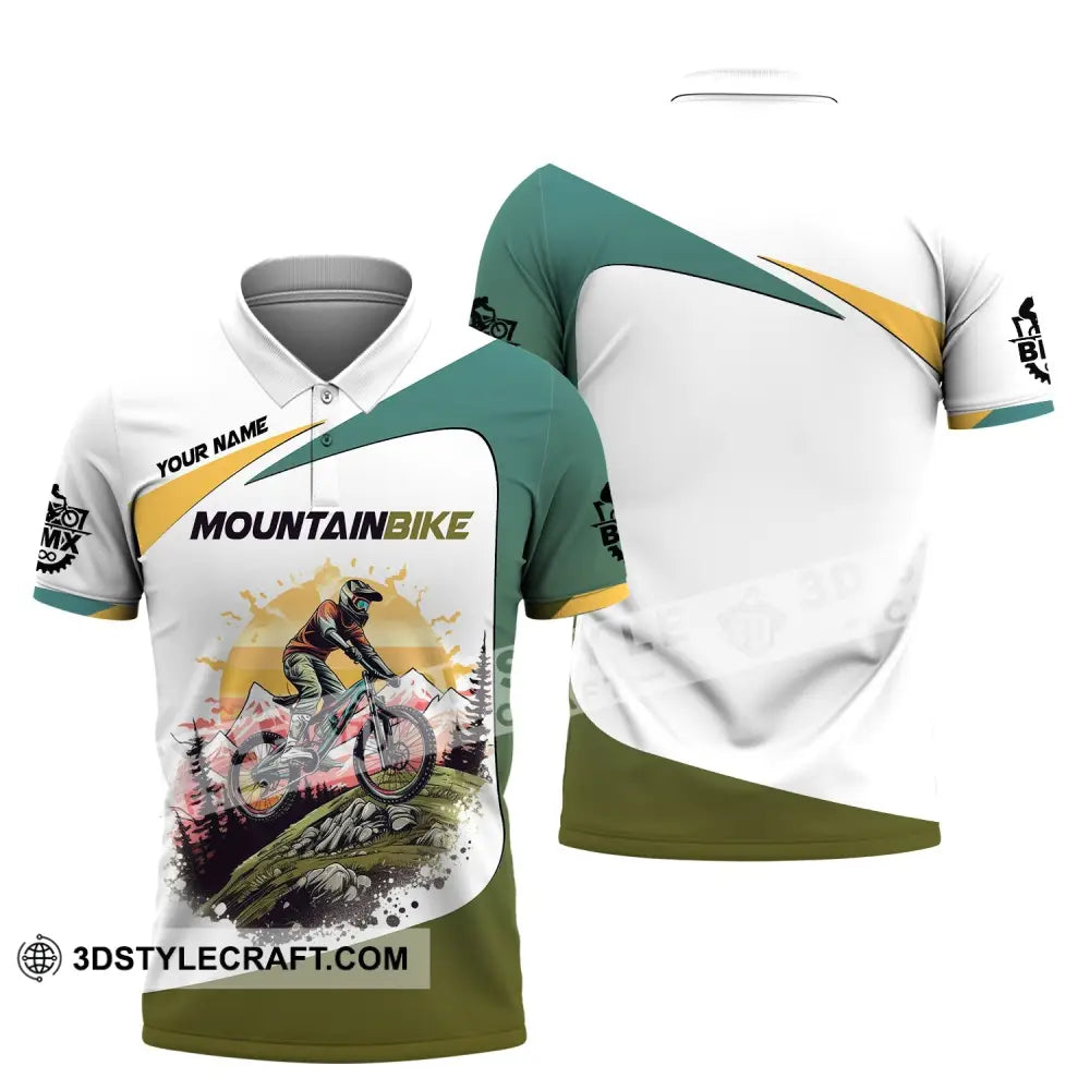 Man Shirt Custom Name Mountain Bike Lover T-Shirt Polo / S T-Shirt