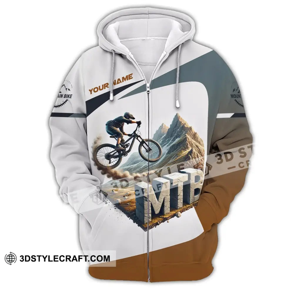 Man Shirt Custom Name Mountain Bike Lover T-Shirt Zipper Hoodie / S T-Shirt