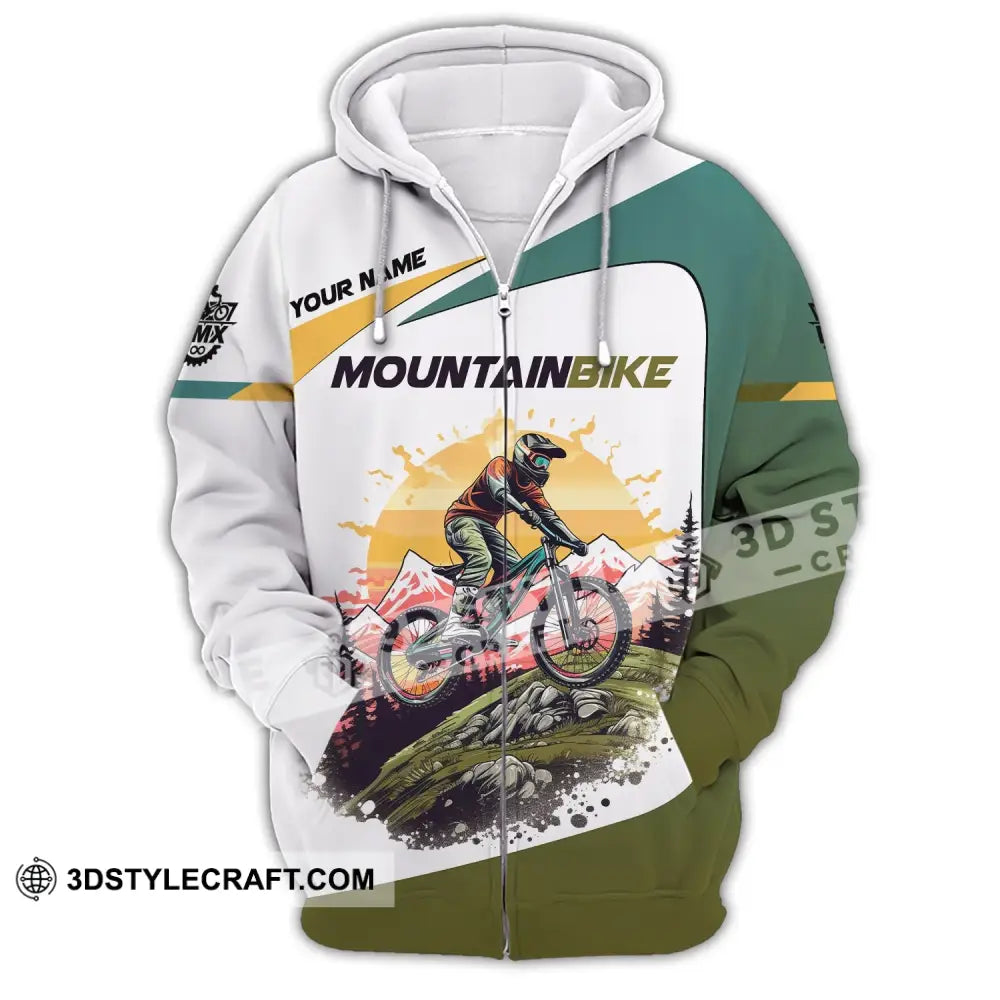 Man Shirt Custom Name Mountain Bike Lover T-Shirt Zipper Hoodie / S T-Shirt