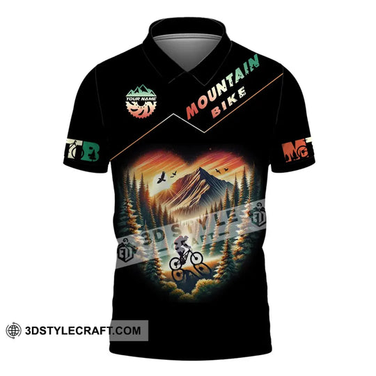 Man Shirt, Custom Name Mountain Bike Shirt, Mountain Bike Polo Long Sleeve, Mountain Bike Gift style option 4
