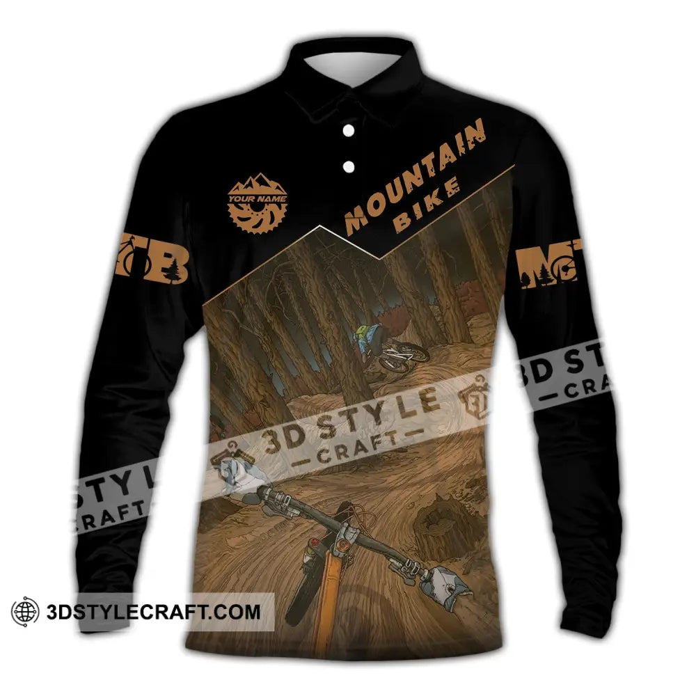 Man Shirt Custom Name Mountain Bike Polo Long Sleeve Gift / S T-Shirt