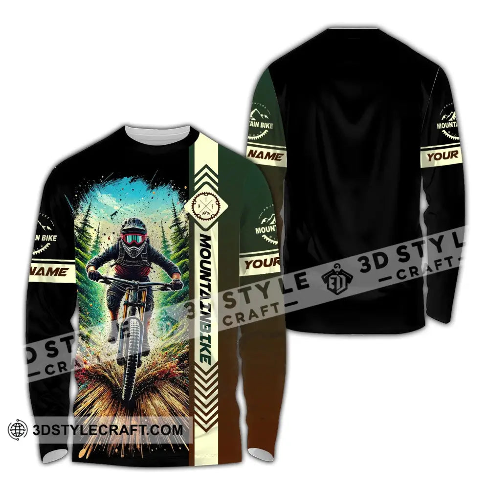 Man Shirt Custom Name Mountain Bike Polo Long Sleeve Gift / S T-Shirt