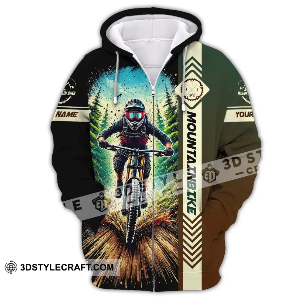 Man Shirt Custom Name Mountain Bike Polo Long Sleeve Gift Zipper Hoodie / S T-Shirt