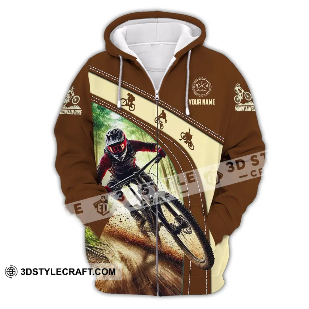 Man Shirt Custom Name Mountain Bike Polo Long Sleeve Gift Zipper Hoodie / S T-Shirt