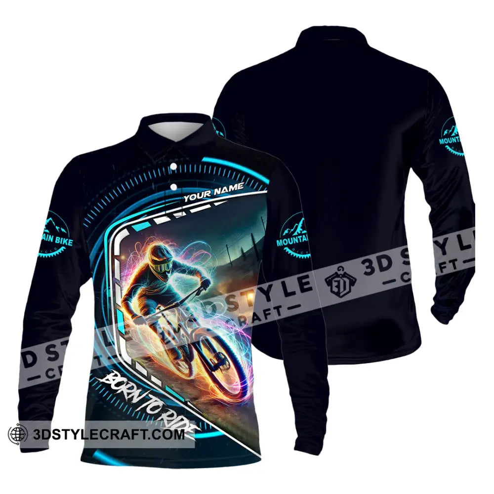 Man Shirt Custom Name Mountain Biker Bike Lover Hoodie Polo Long Sleeve / S T-Shirt