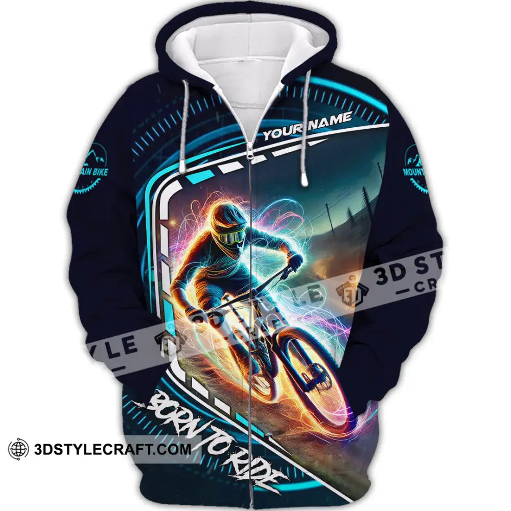 Man Shirt Custom Name Mountain Biker Bike Lover Hoodie Polo Long Sleeve Zipper / S T-Shirt