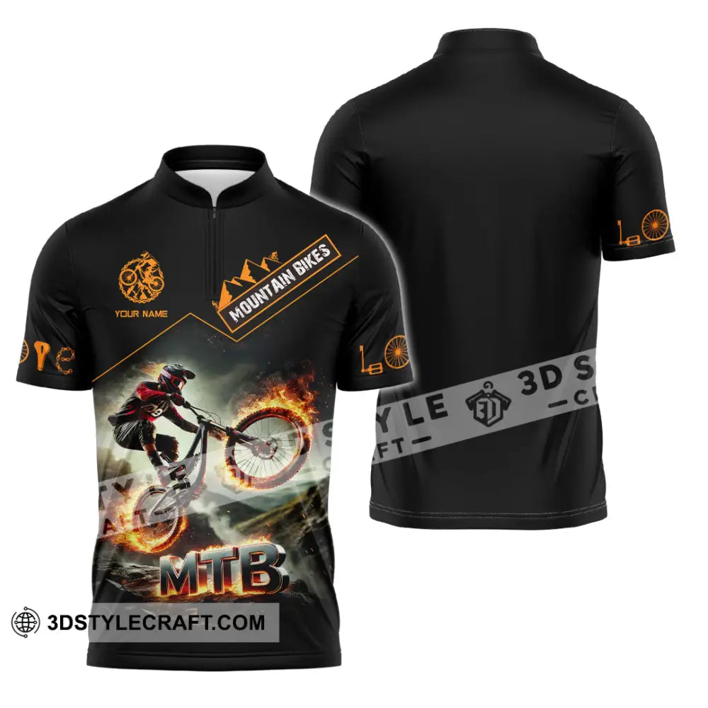 Man Shirt Custom Name Mountain Biker Bike Lover Hoodie Polo Long Sleeve Zipper / S T-Shirt