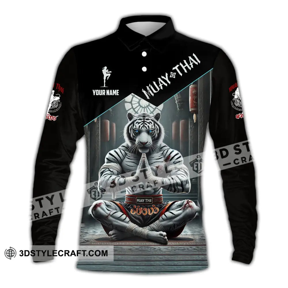 Man Shirt Custom Name Muay Thai Hoodie Polo Long Sleeve / S T-Shirt