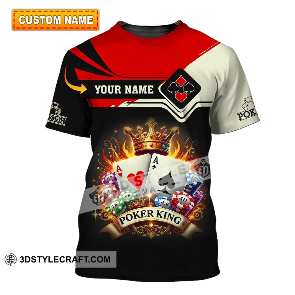 Man Shirt Custom Name Poker King T-Shirt Hoodie Long Sleeve Casino T-Shirt