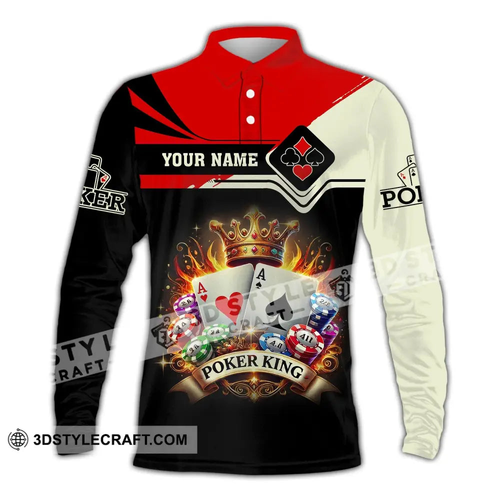 Man Shirt Custom Name Poker King T-Shirt Hoodie Long Sleeve Casino Polo / S T-Shirt