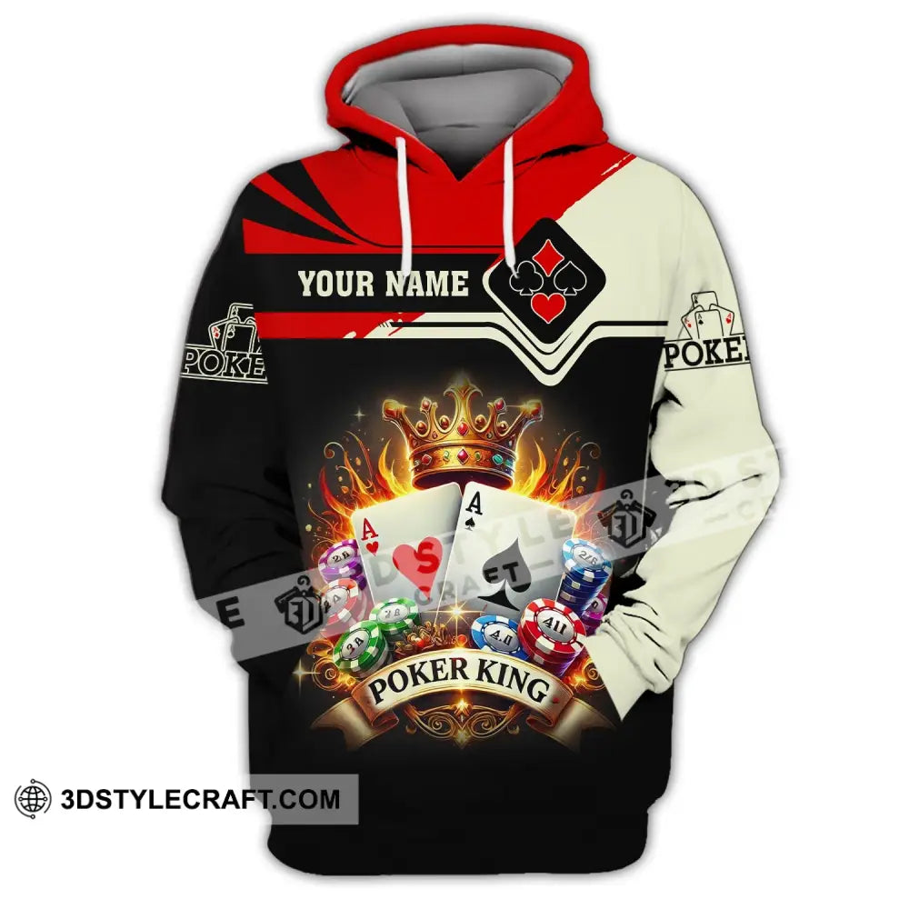 Man Shirt Custom Name Poker King T-Shirt Hoodie Long Sleeve Casino / S T-Shirt