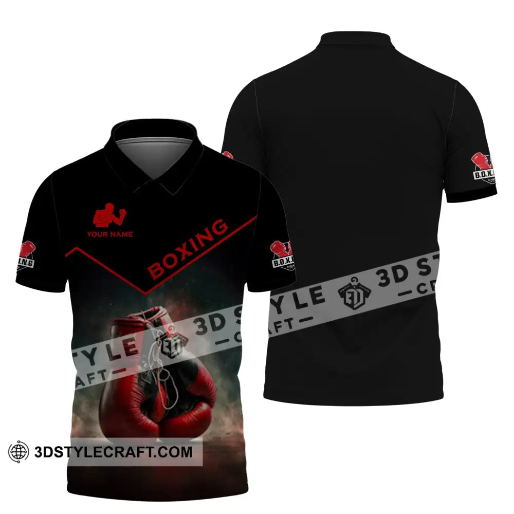 Man Shirt - Custom Name Red Boxing Gloves Polo / S T-Shirt