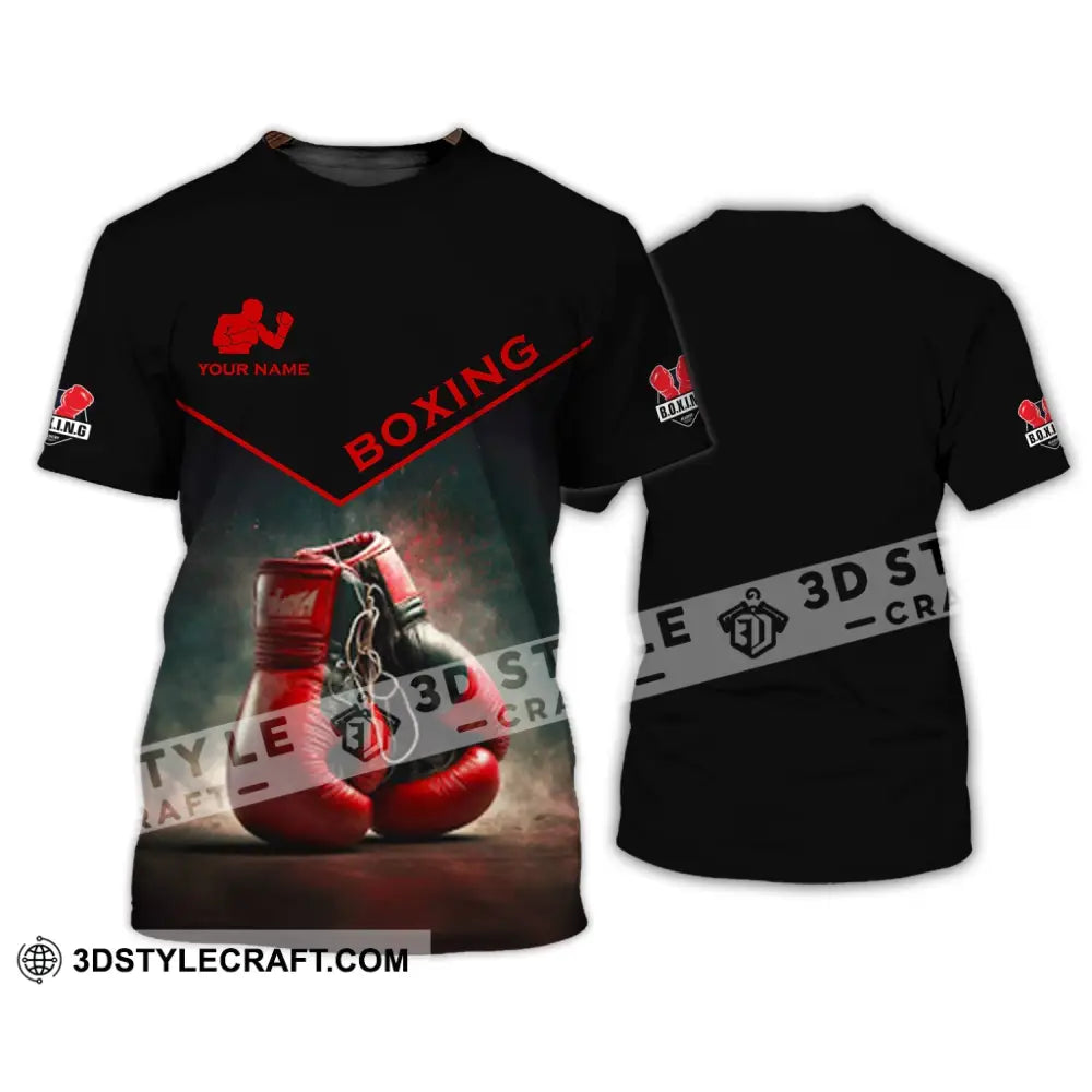 Man Shirt - Custom Name Red Boxing Gloves T-Shirt / S T-Shirt