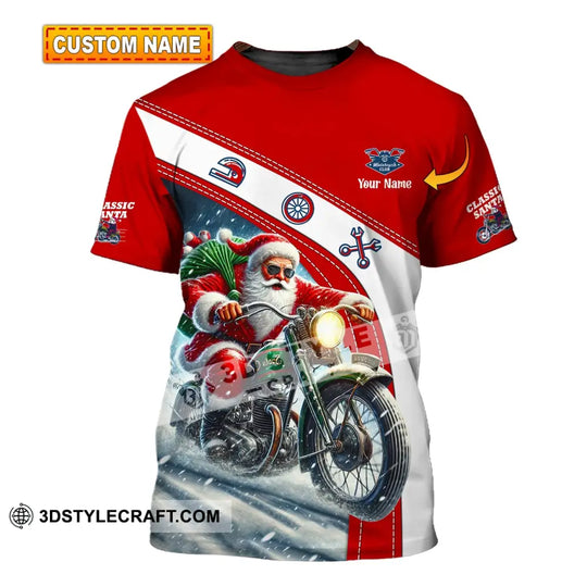Man Shirt, Custom Name Santa Classic Bike Shirt, Classic Motorcycle T-Shirt Hoodie Long Sleeve Shirt, Christmas Gift style option 1