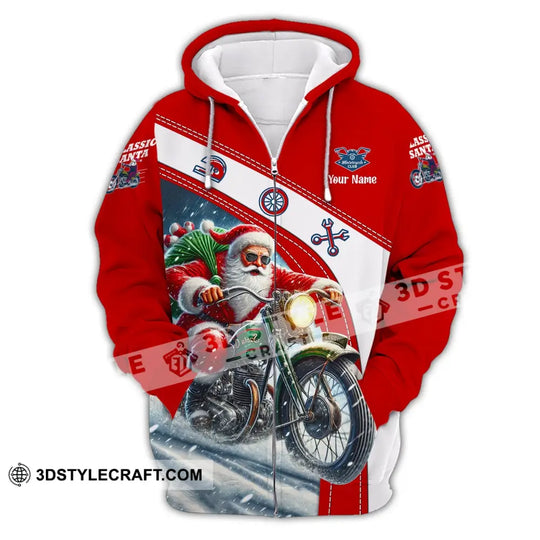 Man Shirt, Custom Name Santa Classic Bike Shirt, Classic Motorcycle T-Shirt Hoodie Long Sleeve Shirt, Christmas Gift style option 3