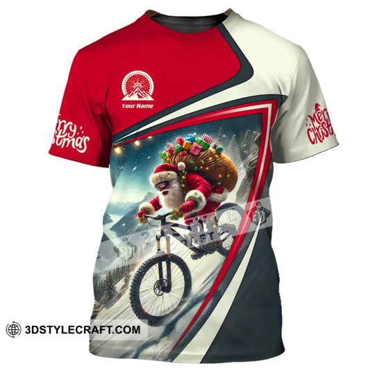 Man Shirt, Custom Name Santa Mountain Biker Shirt, Mountain Bike Lover Hoodie Shirt Polo Long Sleeve Shirt style option 2