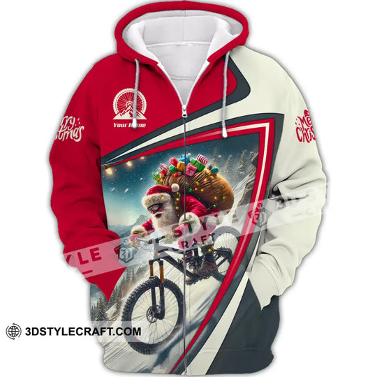 Man Shirt, Custom Name Santa Mountain Biker Shirt, Mountain Bike Lover Hoodie Shirt Polo Long Sleeve Shirt style option 3