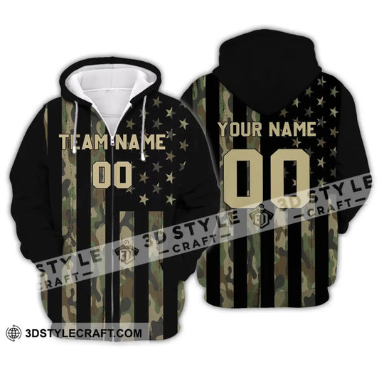 Man Shirt - Custom Name T-Shirt American Flag Us Zipper Hoodie / S T-Shirt