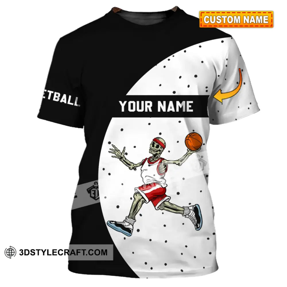 Man Shirt - Custom Name T-Shirt Basketball Skeleton Clothing T-Shirt