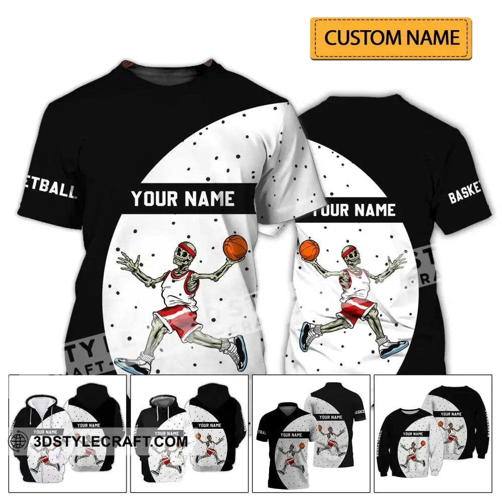 Man Shirt - Custom Name T-Shirt Basketball Skeleton Clothing T-Shirt