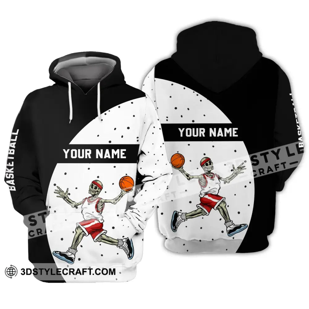 Man Shirt - Custom Name T-Shirt Basketball Skeleton Clothing Hoodie / S T-Shirt