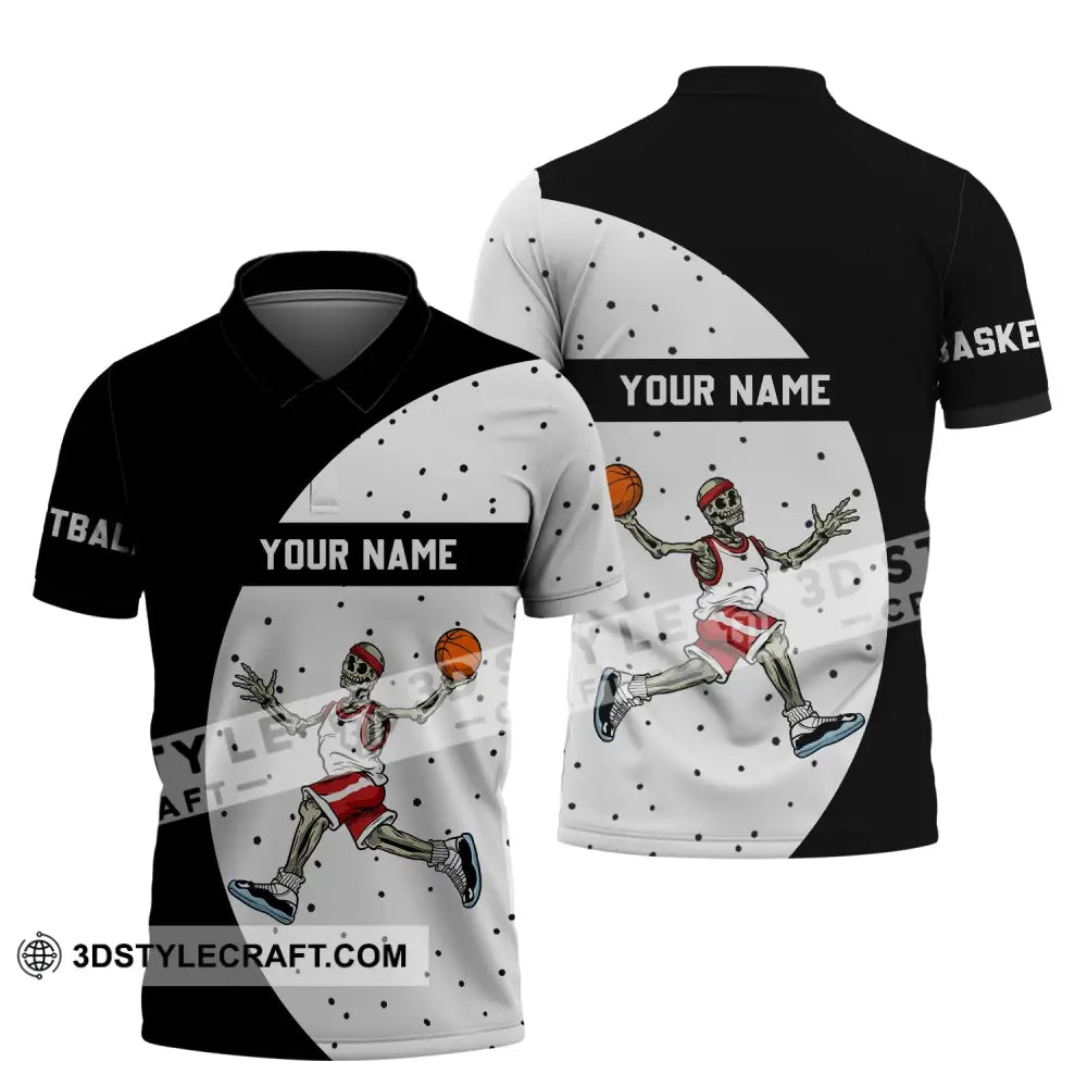 Man Shirt - Custom Name T-Shirt Basketball Skeleton Clothing Polo / S T-Shirt