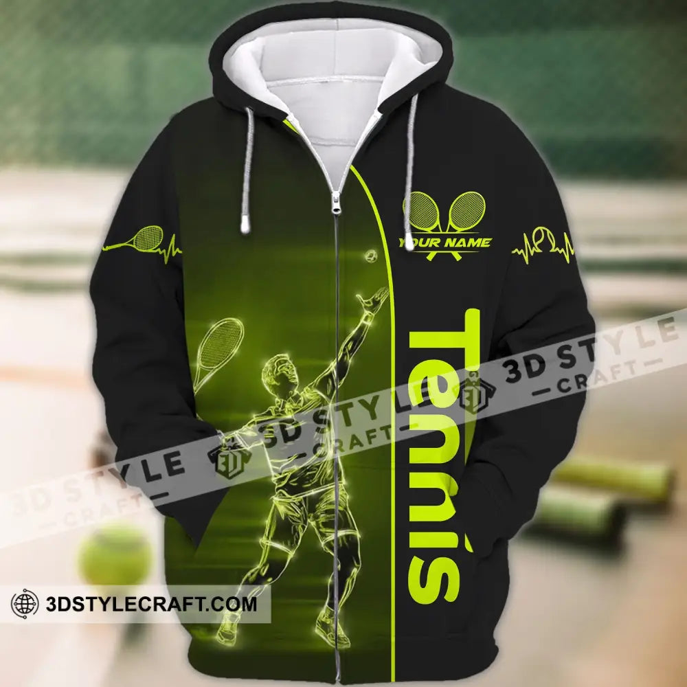 Man Shirt - Custom Name T-Shirt Tennis Lover Player Zipper Hoodie / S T-Shirt