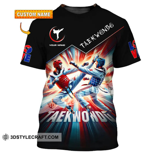 Man Shirt, Custom Name Taekwondo Shirt, Taekwondo Lover Hoodie Shirt Polo Long Sleeve Shirt style option 1