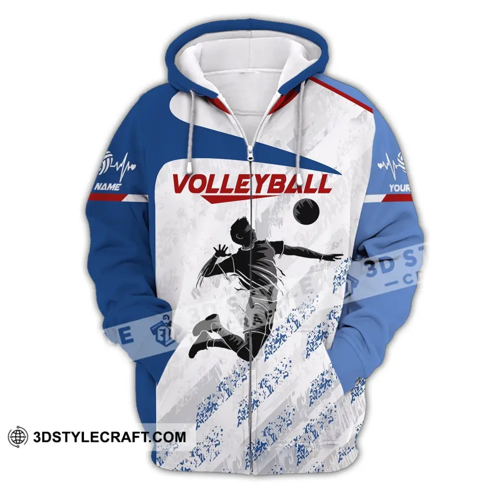 Man Shirt Custom Name Volleyball Gift For Players T-Shirt Club Zipper Hoodie / S