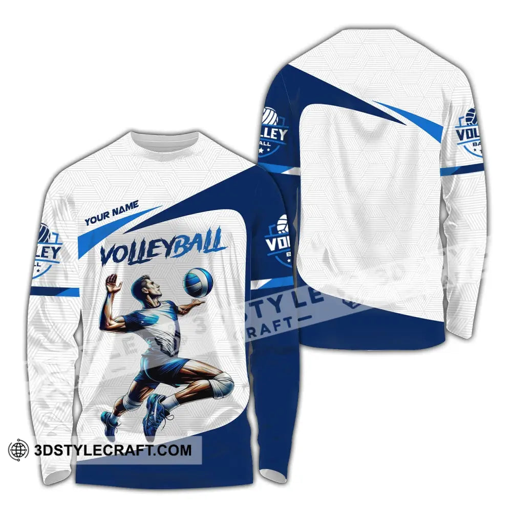 Man Shirt Custom Name Volleyball Player T-Shirt For Lover Team Uniform Long Sleeve / S T-Shirt