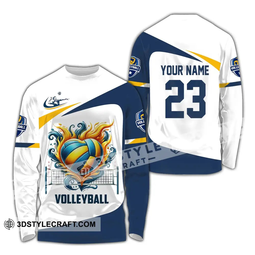 Man Shirt Custom Name Volleyball Player T-Shirt For Lover Team Uniform Long Sleeve / S T-Shirt