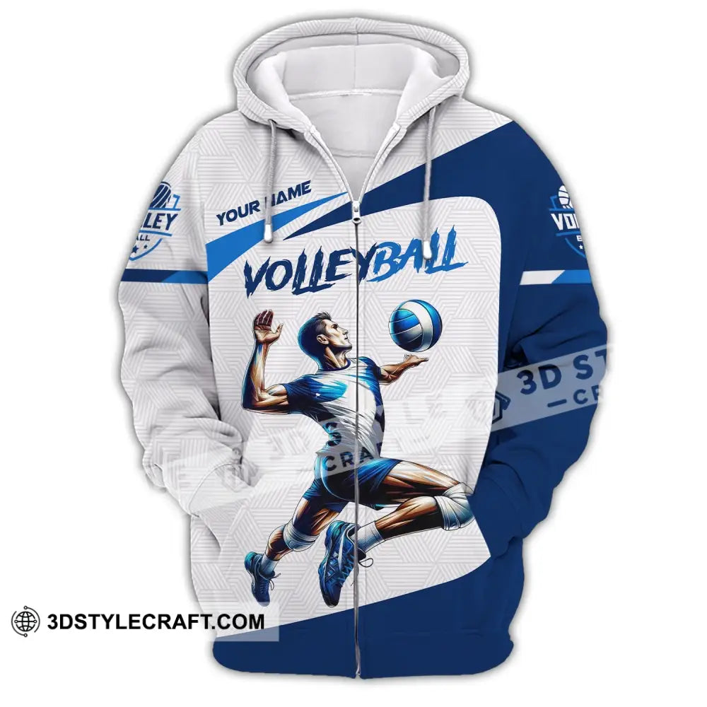 Man Shirt Custom Name Volleyball Player T-Shirt For Lover Team Uniform Zipper Hoodie / S T-Shirt