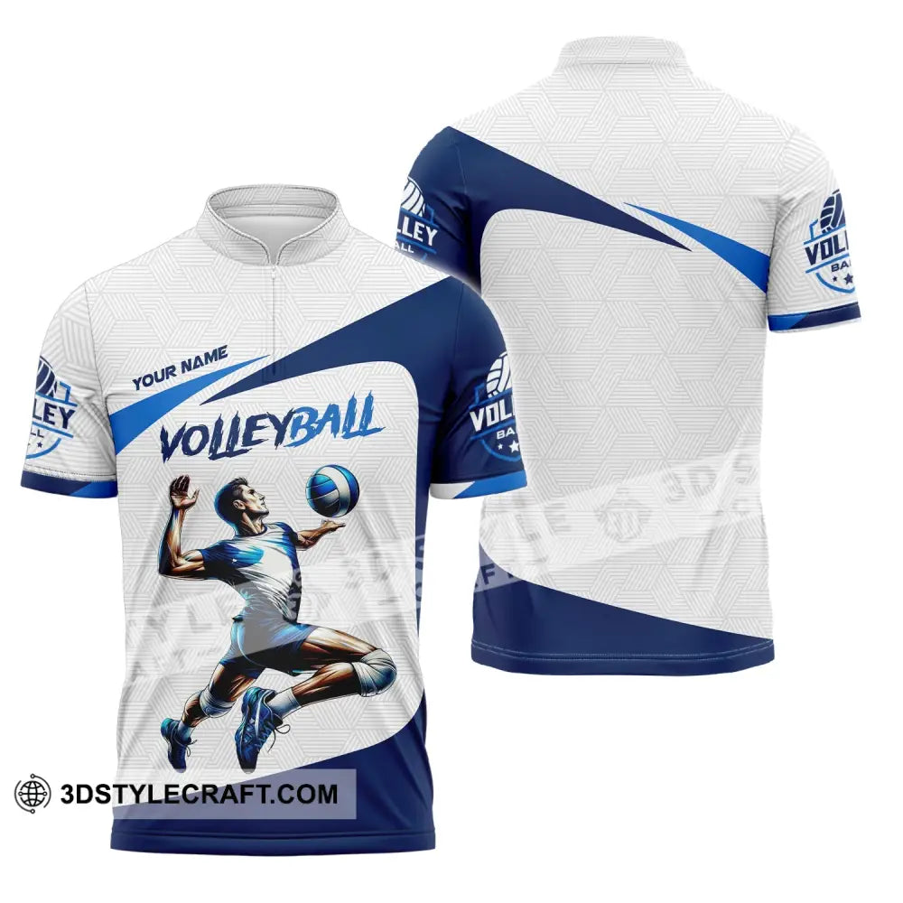 Man Shirt Custom Name Volleyball Player T-Shirt For Lover Team Uniform Zipper Polo / S T-Shirt