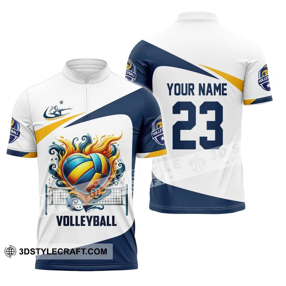 Man Shirt Custom Name Volleyball Player T-Shirt For Lover Team Uniform Zipper Polo / S T-Shirt