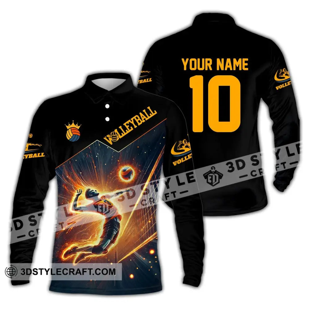 Man Shirt Custom Name Volleyball T-Shirt Hoodie Long Sleeve Polo / S