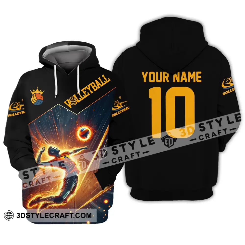 Man Shirt Custom Name Volleyball T-Shirt Hoodie Long Sleeve / S