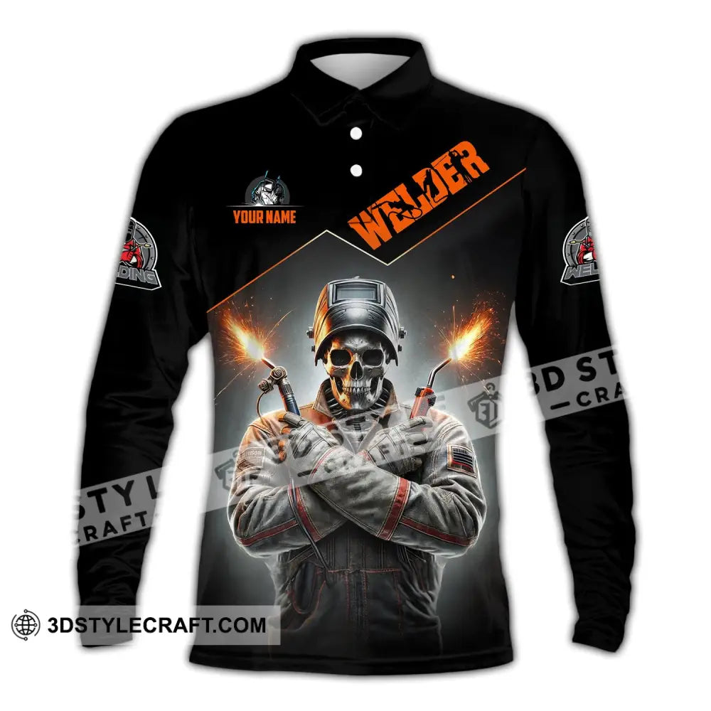 Man Shirt Custom Name Welder Hoodie Polo Long Sleeve / S T-Shirt