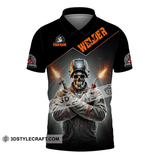 Man Shirt, Custom Name Welder Shirt, Welder Hoodie Polo Long Sleeve Shirt style option 4