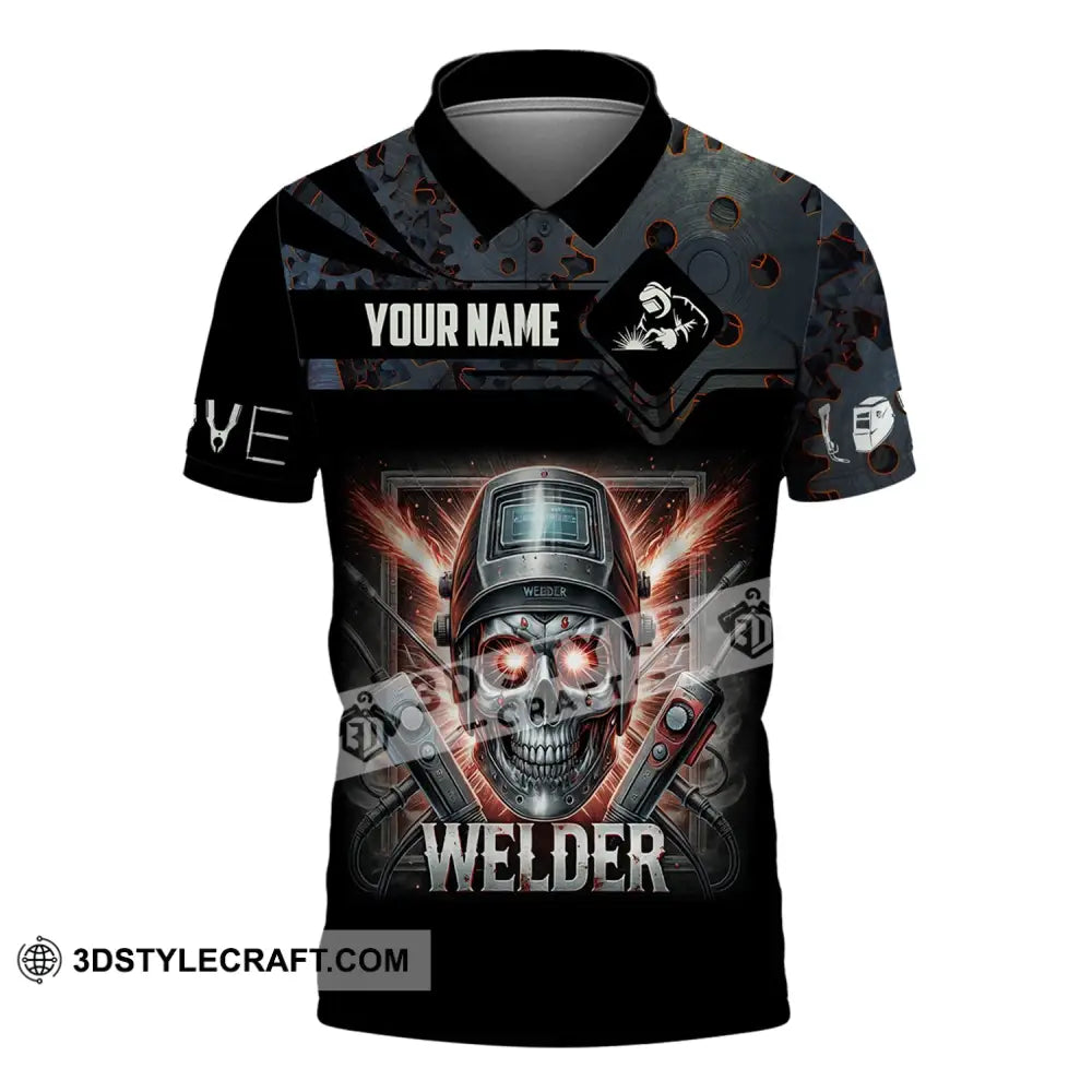 Man Shirt Custom Name Welder Polo Hoodie Long Sleeve / S T-Shirt