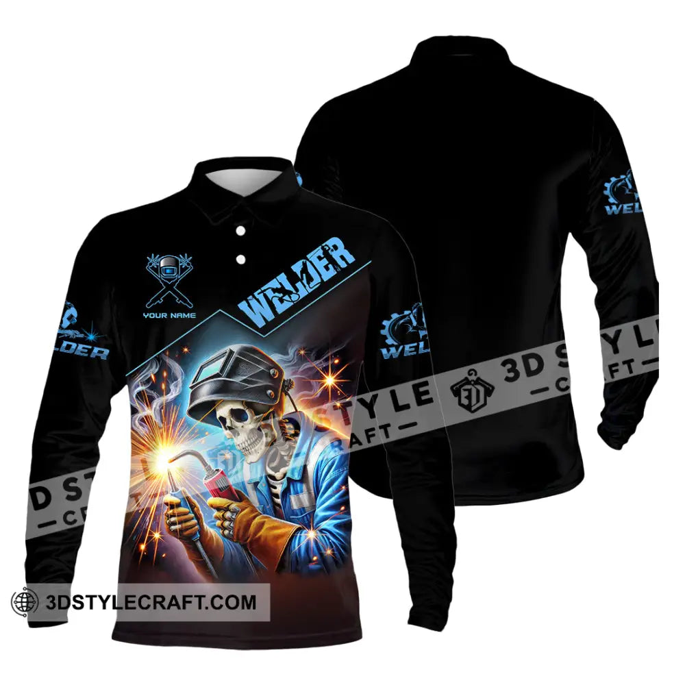 Man Shirt Custom Name Welder Polo Long Sleeve Gift For / S T-Shirt