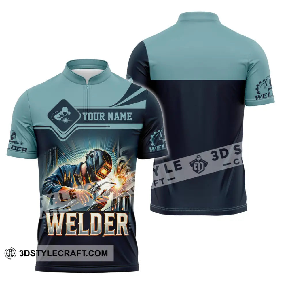 Man Shirt Custom Name Welder Polo Long Sleeve Gift For Zipper / S T-Shirt