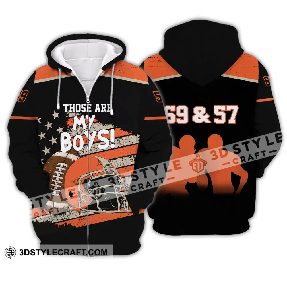 Man Shirt - Custom Rugby Football T-Shirt Those Are My Boys Clothing Zipper Hoodie / S T-Shirt