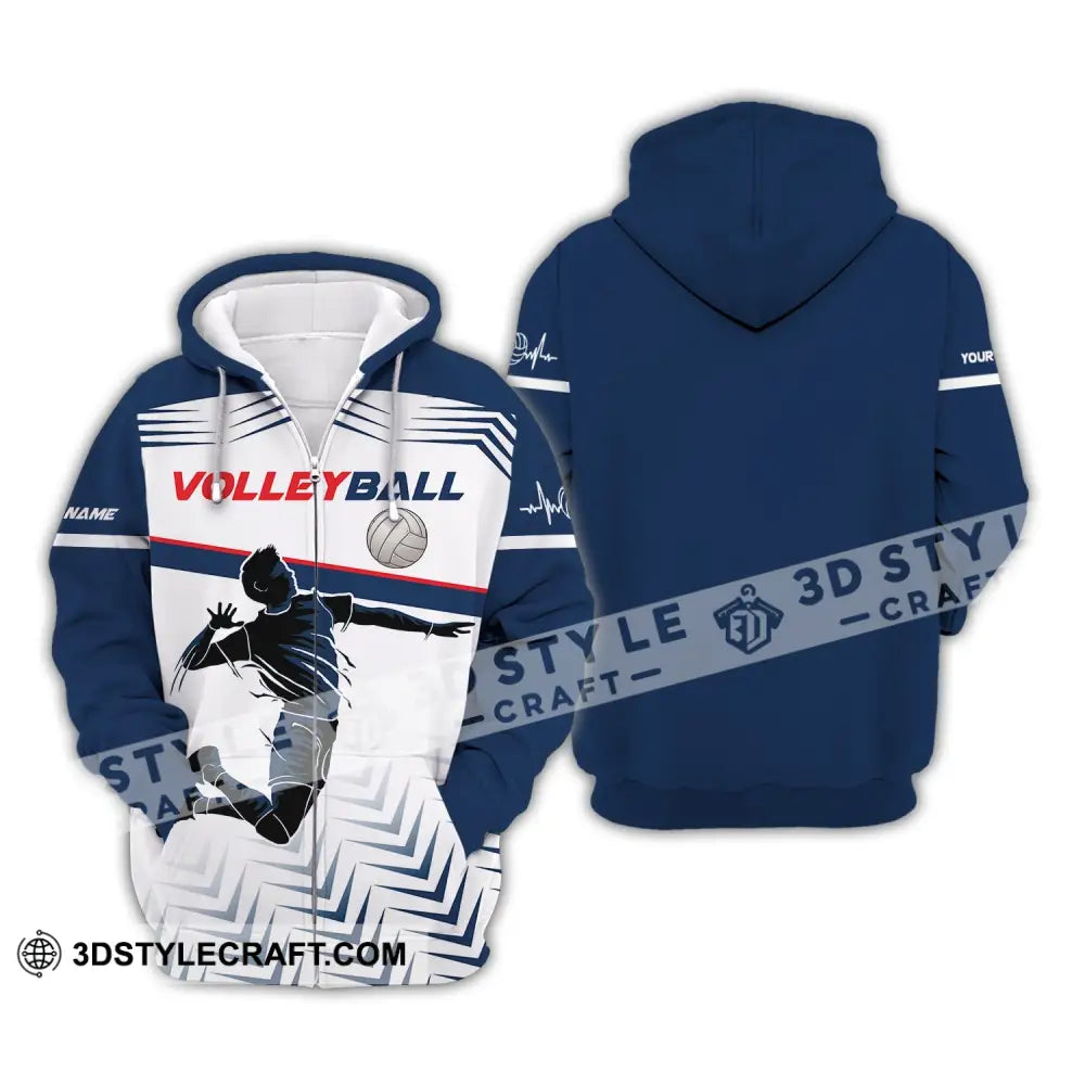 Man Shirt Custom Volleyball T-Shirt For Team Gift Players Zipper Hoodie / S