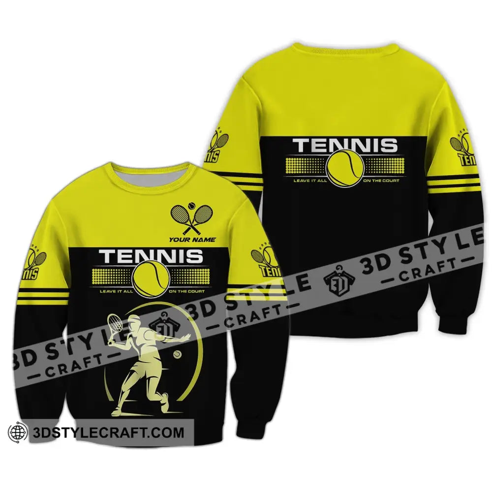 Man Shirt Tennis Leave It All On The Court Gift For Player Club Gifts Long Sleeve / S T-Shirt