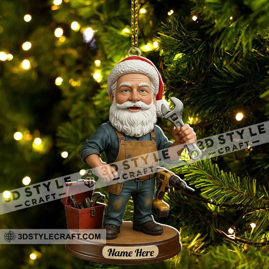Mechanic Santa, Home Decor, Christmas Ornament, Personalized Ornament style option 3