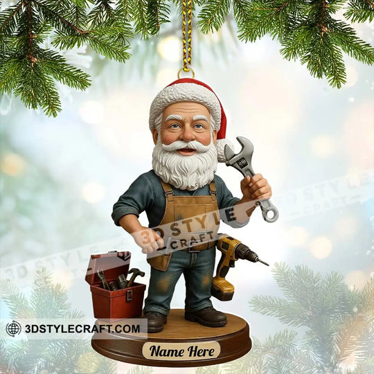 Mechanic Santa, Home Decor, Christmas Ornament, Personalized Ornament style option 2