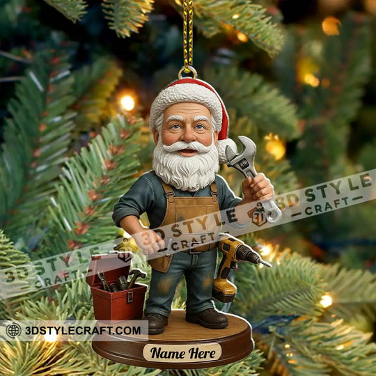 Mechanic Santa, Home Decor, Christmas Ornament, Personalized Ornament style option 4