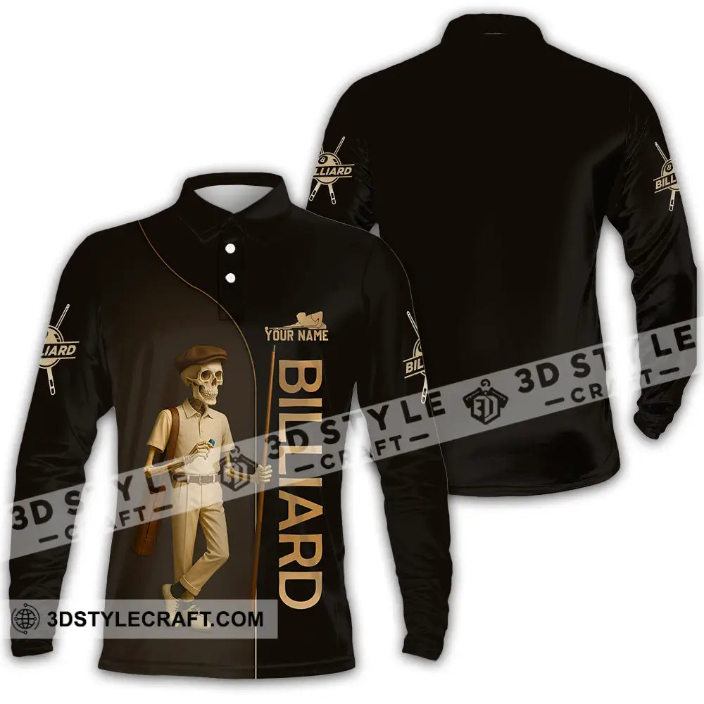 Men Shirt - Custom Billiards Shirt Long Sleeve Polo / S T-shirt